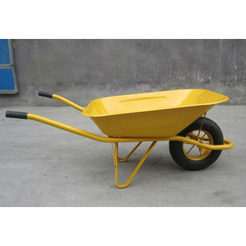 Carrito Wb6400 de la rueda de la carretilla del jardín de la bandeja del metal amarillo